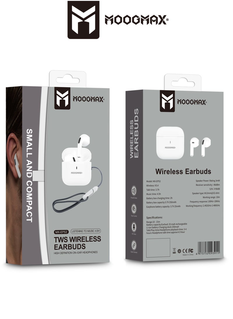 MOOGMAX - Moogmax MX-EP52 TWS wireless Earbuds with super small tine size, powerful sound, clear microphone HD voice, and powerful battery. - Image 1