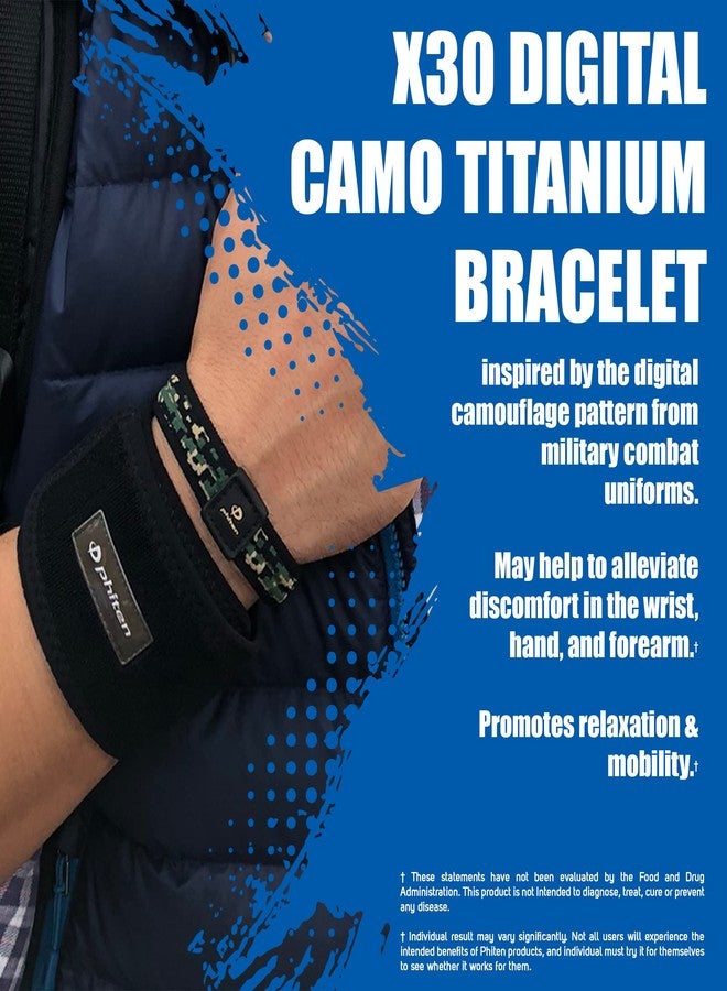 Phiten X30 Digital Camo Titanium Bracelet - Sport Bracelet Permeated with X30 Aqua-Titanium Technology for Alternative Healing - Power Elastomer Core with Micro Titanium Spheres - Night, 7.5 Inch - Image 2