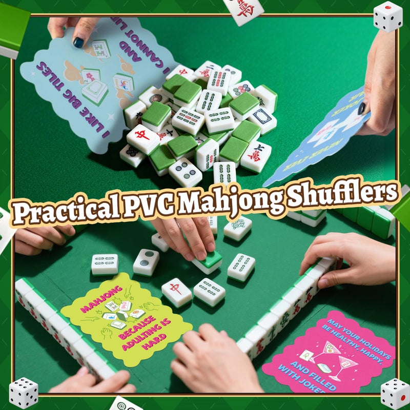 K1tpde 8PCS Funny Mahjong Shuffler Hot Tips Cards with Storage Bag, PVC Mahjong Tile Shuffler with Rules Printed Wavy Edge for Mixing and Shuffling Tiles, Mah Jongg Accessories Gifts for Lovers Games - Image 4