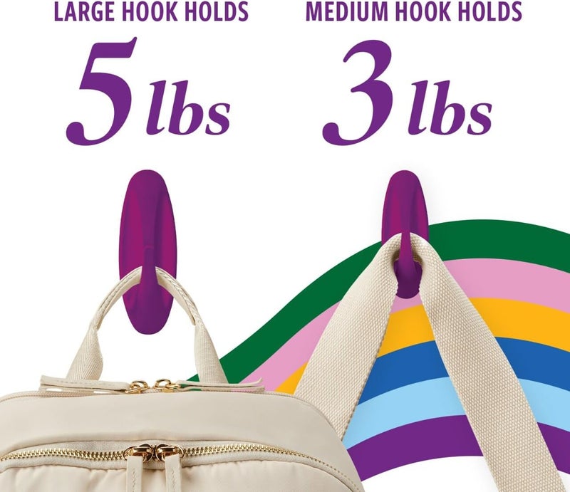 Command Mixed Designer Hook Pack, Candied Plum, 10 Hooks, 16 Strips, Colorful Hooks for Hanging, Great for Back to School Dorm Room Decorations and Classroom Organization - Image 4