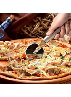 Afili Home Large Metal Pizza and Dough Cutter, Pizza Roulette, Dough Roulette  - Image 1