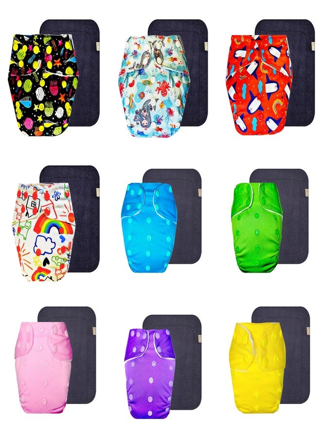 Dumbledo Premium Cloth Diaper with Gray Insert (Pack of 9) | Soft & Gentle | Leakproof | Quick Dry | Perfect for Indian Summers | 3 Months - 3 Years | Unisex Baby - Image 1