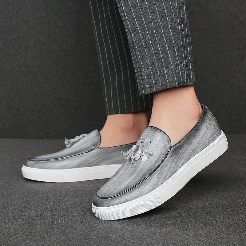 Large Size 46 Men'S Shoes Spring Business Slip-On Tassel Sneakers Men'S Pure Color Slip-On Lazy Leather Shoes Trendy - Image 3