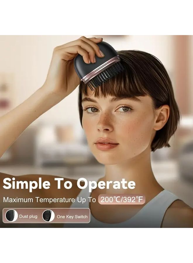 Black Upgrade Mini Cordless Straightening Brush For Bangs Portable USB Rechargeable One Button Operation - Image 1