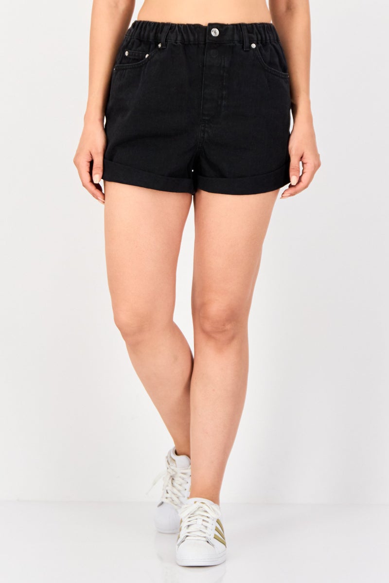 ASOS شورتات جينز عالية الخصر للنساء، أسود - Image 1