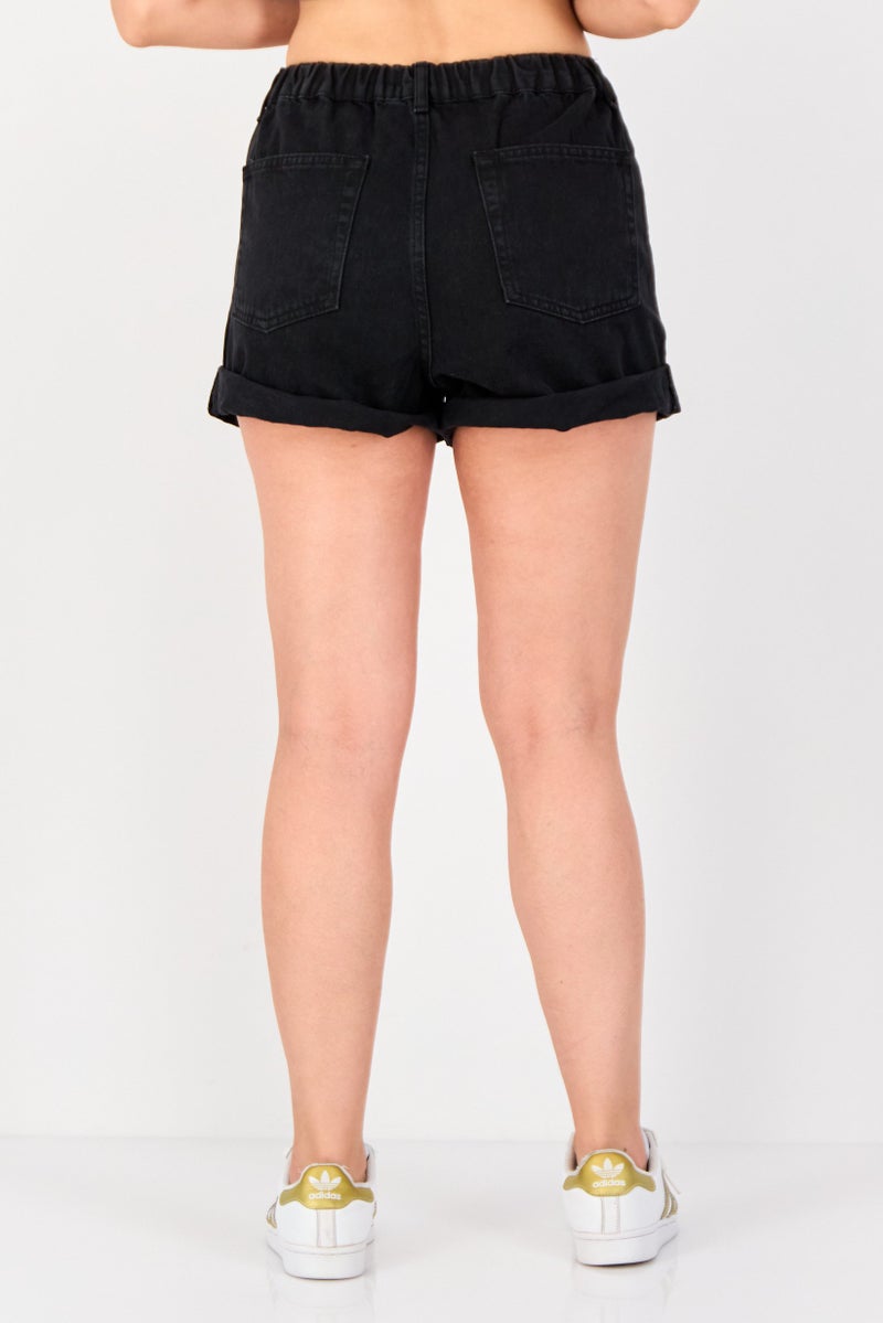 ASOS شورتات جينز عالية الخصر للنساء، أسود - Image 3