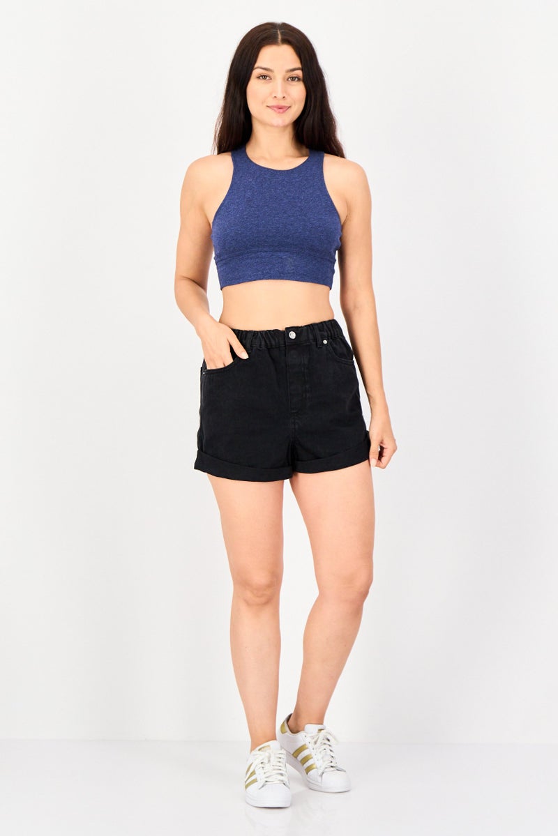 Asos Design Women Washed High Rise Denim Shorts, Black - Image 2