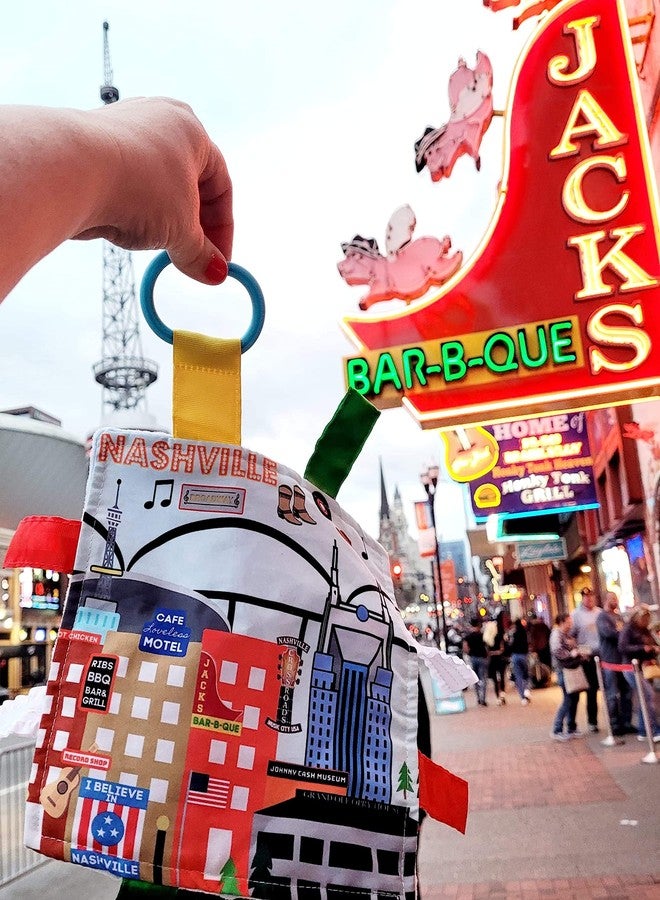 The Learning Lovey Baby Jack & Co 8x8” Learning Lovey Nashville Tennessee Tag Toys for Babies - Baby Crinkle Toys - Soft & Safe - Learn USA Cities and Shapes - Ideal Baby Toy & Gift BPA Free w/Stroller Clip - Image 4