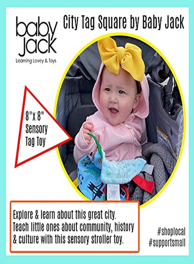 The Learning Lovey Baby Jack & Co 8x8” Learning Lovey Nashville Tennessee Tag Toys for Babies - Baby Crinkle Toys - Soft & Safe - Learn USA Cities and Shapes - Ideal Baby Toy & Gift BPA Free w/Stroller Clip - Image 3