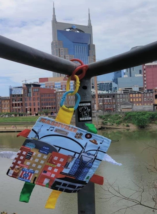 The Learning Lovey Baby Jack & Co 8x8” Learning Lovey Nashville Tennessee Tag Toys for Babies - Baby Crinkle Toys - Soft & Safe - Learn USA Cities and Shapes - Ideal Baby Toy & Gift BPA Free w/Stroller Clip - Image 5