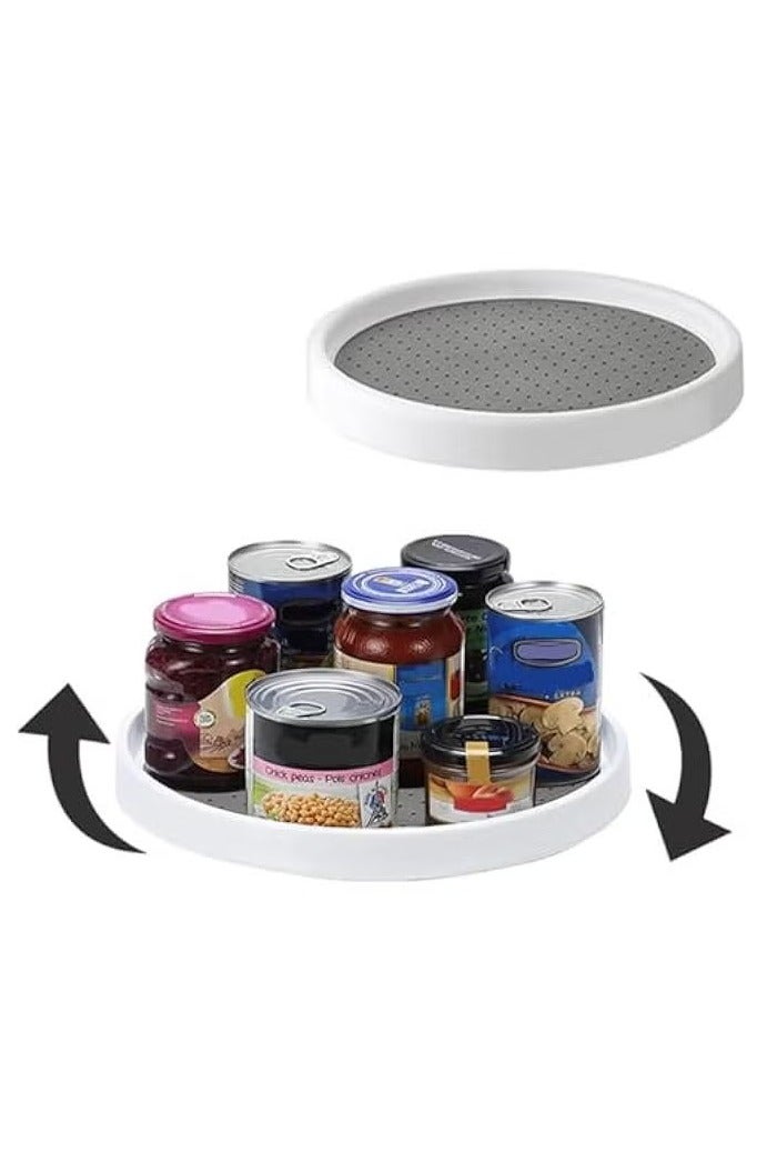 HOOKOR 25CM Non-Skid Lazy Susan Organizers - 2 Pack Turntable Rack for Cabinet, Pantry Organization and Storage, Kitchen, Fridge, Bathroom Makeup Vanity Countertop, Under Sink Organizing, Spice Rack