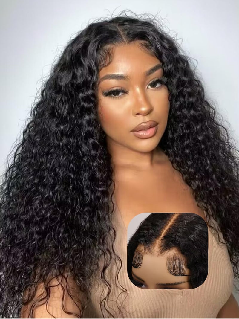 UNICE Bye Bye Knots Glueless Wig Pre Plucked Pre Cut Water Wave 7x5 Lace Front Wigs Human Hair Wet and Wavy Put on and Go Glueless Human Hair Wig 150 Density 16 inch