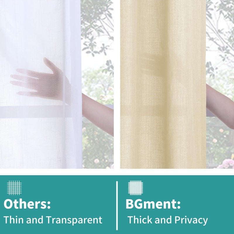 BGment Faux Linen Curtains for Living Room 84 Inch Length 2 Panels Set  Burlap Textured Thick Long Curtains Light Filtering Privacy Window Curtain Drapes with Grommet  52 Inch Wide Each Panel  Oatmeal - Image 3