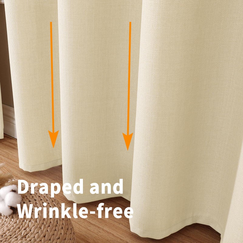 BGment Faux Linen Curtains for Living Room 84 Inch Length 2 Panels Set  Burlap Textured Thick Long Curtains Light Filtering Privacy Window Curtain Drapes with Grommet  52 Inch Wide Each Panel  Oatmeal - Image 4