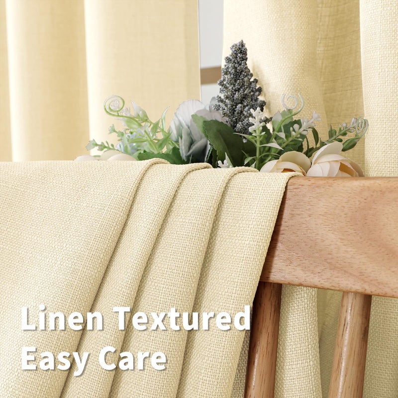 BGment Faux Linen Curtains for Living Room 84 Inch Length 2 Panels Set  Burlap Textured Thick Long Curtains Light Filtering Privacy Window Curtain Drapes with Grommet  52 Inch Wide Each Panel  Oatmeal - Image 5