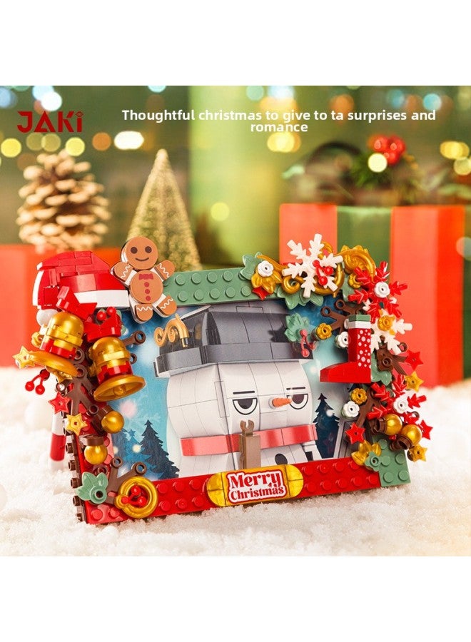 Jiaqi 5107-18 Cabin Gingerbread House Desktop Ornaments Educational Assembled Building Blocks Children's Toy Model-Color:Photo Frame JK5107  - Image 5