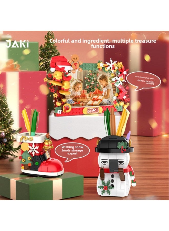 Jiaqi 5107-18 Cabin Gingerbread House Desktop Ornaments Educational Assembled Building Blocks Children's Toy Model-Color:Photo Frame JK5107  - Image 3