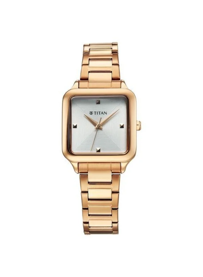 TITAN Horizon Quartz Analog White Dial Rose Gold Stainless Steel Strap Watch for Women - 95297WM01