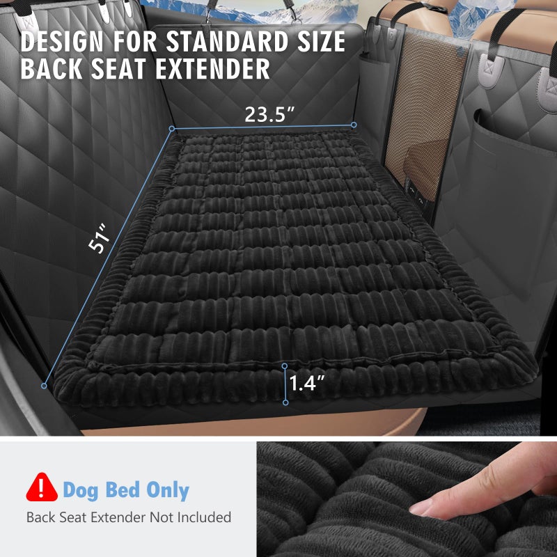ROUWINNE Backseat Dog Bed Non-Slip, Dog Bed for Car Back Seat Soft and Comfortable, Back Seat Pet Bed Mat for Travel, Pet Car Blanket for Backseat Extender and Seat Covers Black (51â€X 23.5â€) - Image 5