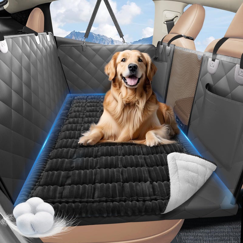 ROUWINNE Backseat Dog Bed Non-Slip, Dog Bed for Car Back Seat Soft and Comfortable, Back Seat Pet Bed Mat for Travel, Pet Car Blanket for Backseat Extender and Seat Covers Black (51â€X 23.5â€) - Image 1