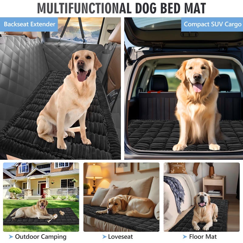 ROUWINNE Backseat Dog Bed Non-Slip, Dog Bed for Car Back Seat Soft and Comfortable, Back Seat Pet Bed Mat for Travel, Pet Car Blanket for Backseat Extender and Seat Covers Black (51â€X 23.5â€) - Image 4
