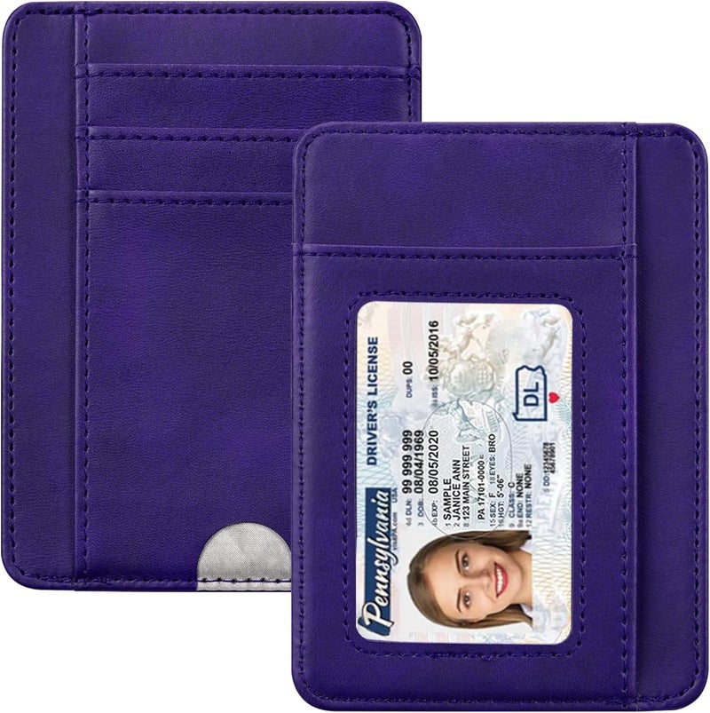 Hot Cool Card Holder Wallet Front Pocket Minimalist Travel Cute Funny Thin Leather With RFID Blocking Small Credit Card Holder Wallet for Men & Women Girls Organizer Gifts, Lavender Purple - Image 1