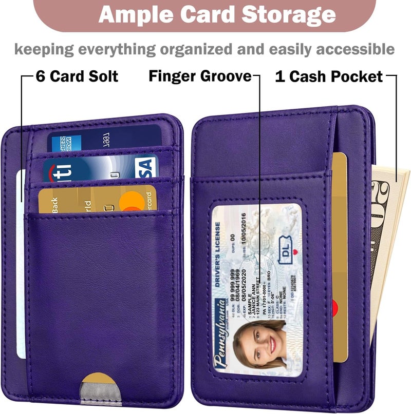 Hot Cool Card Holder Wallet Front Pocket Minimalist Travel Cute Funny Thin Leather With RFID Blocking Small Credit Card Holder Wallet for Men & Women Girls Organizer Gifts, Lavender Purple - Image 3