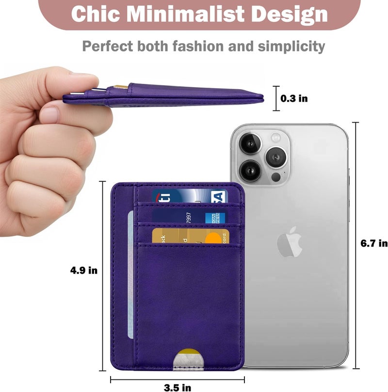 Hot Cool Card Holder Wallet Front Pocket Minimalist Travel Cute Funny Thin Leather With RFID Blocking Small Credit Card Holder Wallet for Men & Women Girls Organizer Gifts, Lavender Purple - Image 4