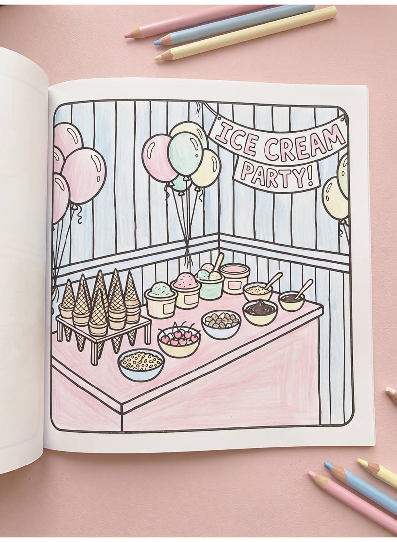 كتاب تلوين الحياة المريحة بخطوط عريضة - مشاهد جمالية وهوايات لطيفة، 24 صفحة بجهة واحدة (20x20 سم) - Image 4