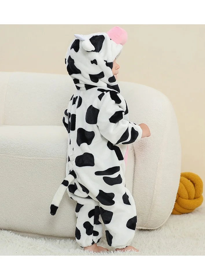 Loquat Flannel Children's Climbing Clothes Baby Autumn Winter Long Sleeved Clothes Jumpsuit Newborn Cartoon Jumpsuit