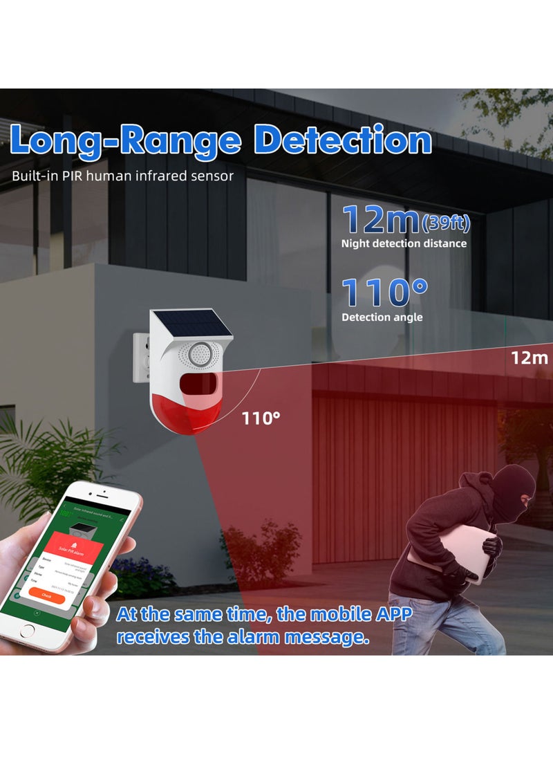 Generic - Tuya WiFi Solar Powered Wireless Infrared Motion Sensor Detector Strobe Siren 120dB Alarm Waterproof PIR Sensor - Image 1