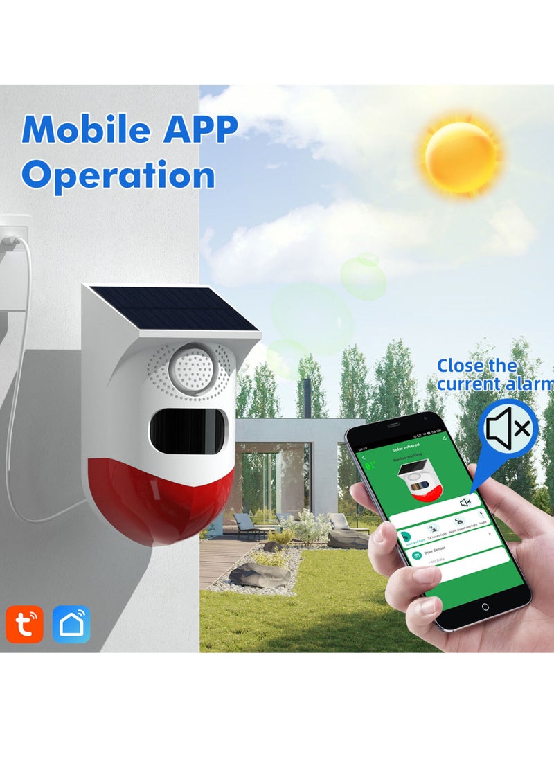 Generic - Tuya WiFi Solar Powered Wireless Infrared Motion Sensor Detector Strobe Siren 120dB Alarm Waterproof PIR Sensor - Image 1