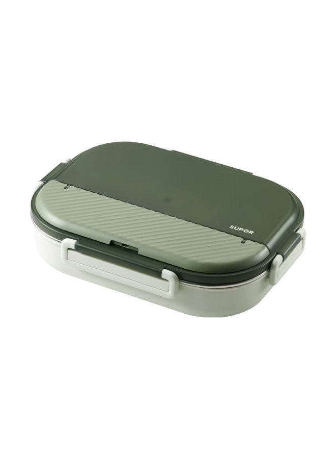Supor Large Capacity Stainless Steel Lunch Box For Students, Adults, Office Workers, Instant Noodles, Meals, Children's School Lunch 2.0l Gray-green - Image 5
