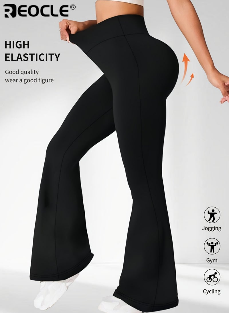 REOCLE Women's Bootcut Yoga Pants Tummy Control Long Leggings High Waisted Design Medium Stretch Fabric for Gym Workouts and Casual Activewear - Image 2