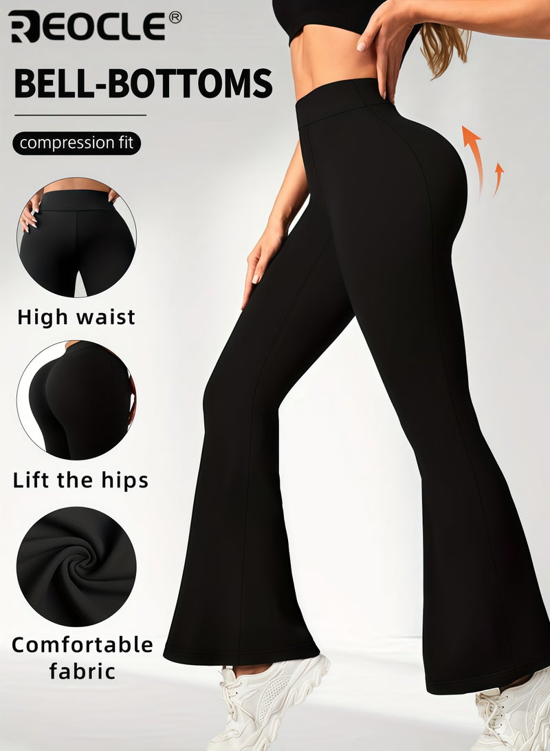 REOCLE Women's Bootcut Yoga Pants Tummy Control Long Leggings High Waisted Design Medium Stretch Fabric for Gym Workouts and Casual Activewear - Image 1