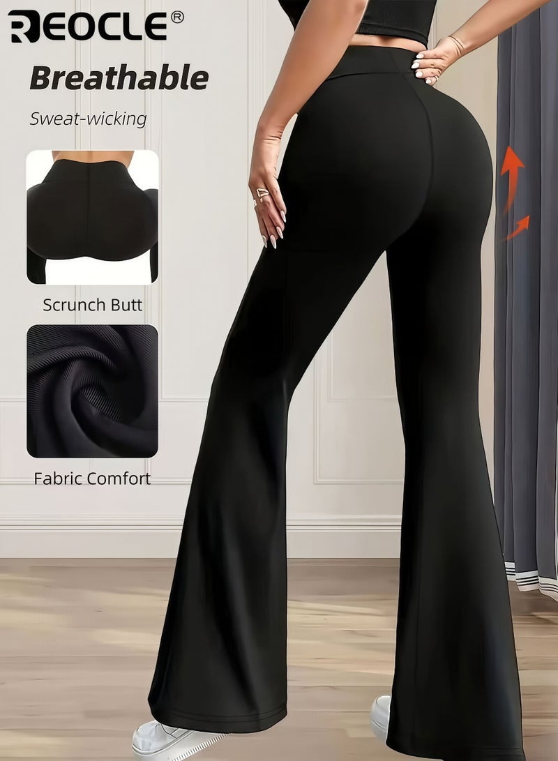 REOCLE Women's Bootcut Yoga Pants Tummy Control Long Leggings High Waisted Design Medium Stretch Fabric for Gym Workouts and Casual Activewear - Image 2