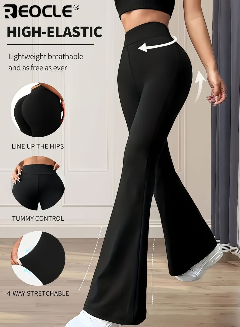 REOCLE Women's Bootcut Yoga Pants Tummy Control Long Leggings High Waisted Design Medium Stretch Fabric for Gym Workouts and Casual Activewear - Image 1
