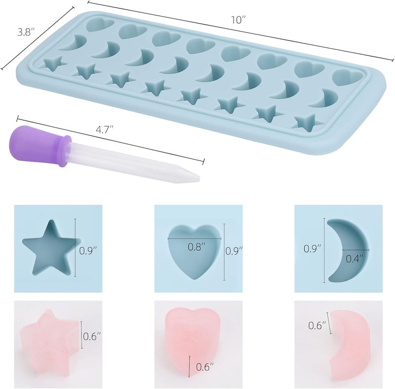 BTYMS Moon Stars and Heart Ice Cube Tray Silicone Molds with Liquid Dropper，Easy Release Ice Trays with Lid, 24 Cavity Heart Mold for Ice Cubes, Gelatine, Chocolate, Baking and Candy - Image 2