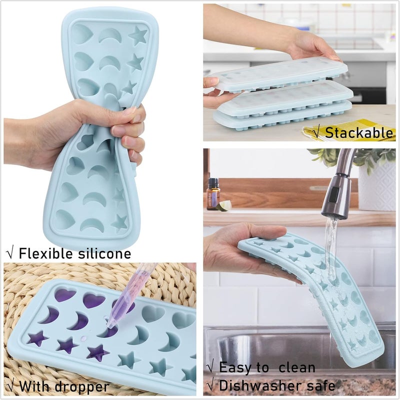 BTYMS Moon Stars and Heart Ice Cube Tray Silicone Molds with Liquid Dropper，Easy Release Ice Trays with Lid, 24 Cavity Heart Mold for Ice Cubes, Gelatine, Chocolate, Baking and Candy - Image 5