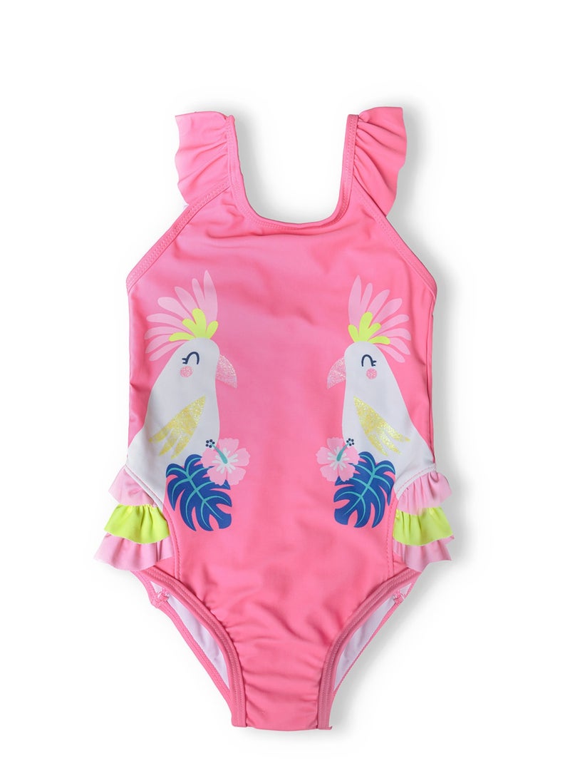 Baby Girls' One-Piece Swimsuit with Print and Side Ruffles, Summer