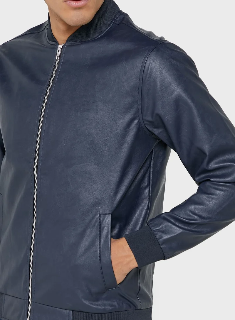 Seventy Five Pu Bomber Jacket