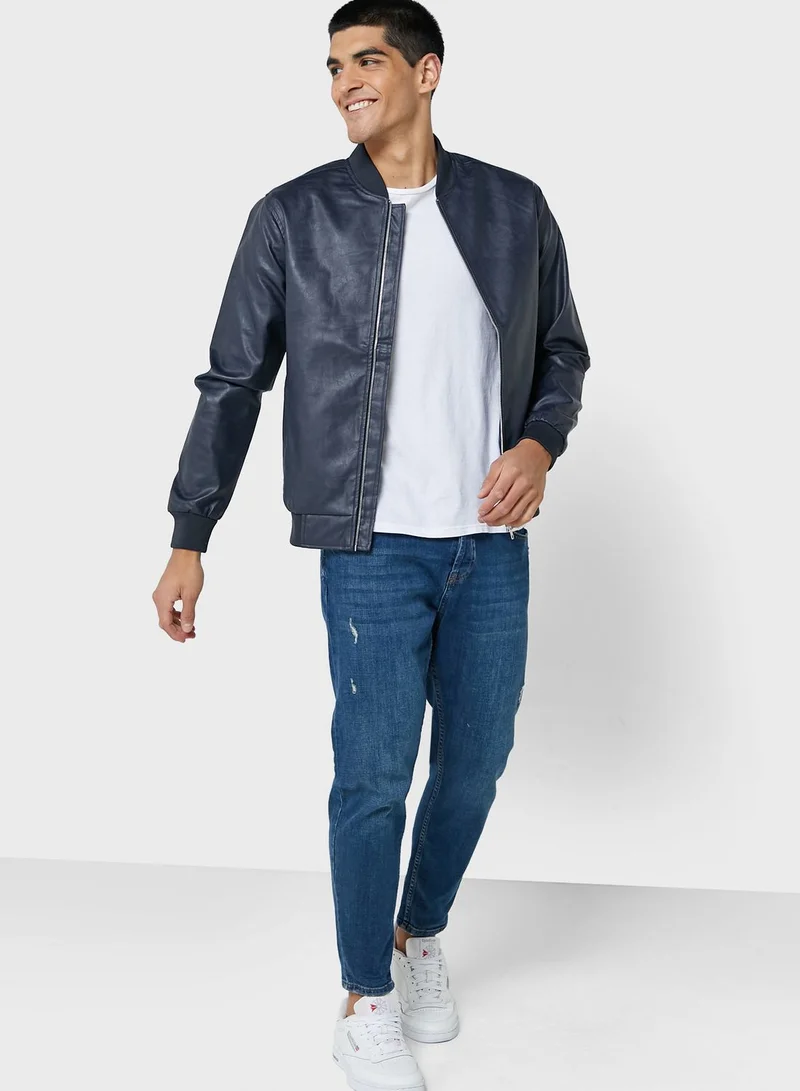 Seventy Five Pu Bomber Jacket