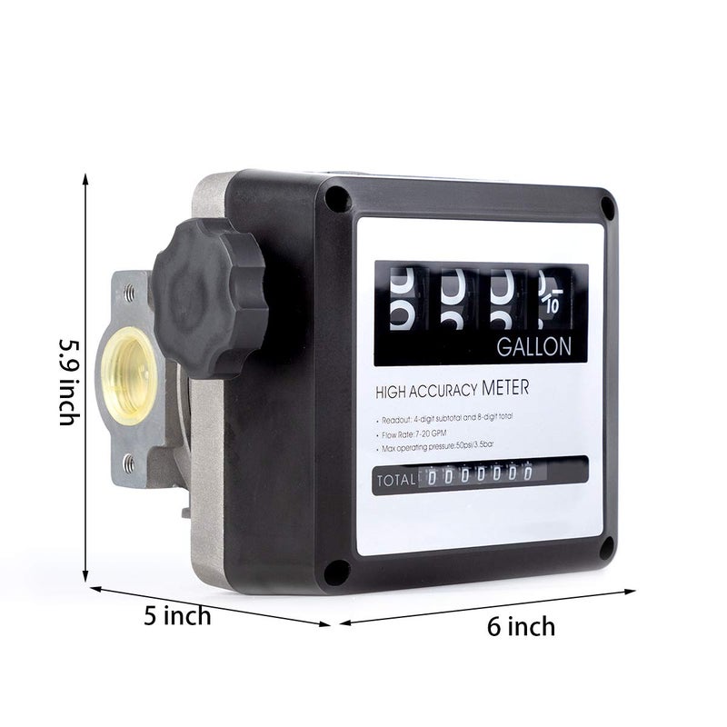None/Brand Aluminum Mechanical Fuel Transfer Meter 7 to 20 GPM 4-Digital Batch Display for All Fuel Transfer Pumps - Image 2