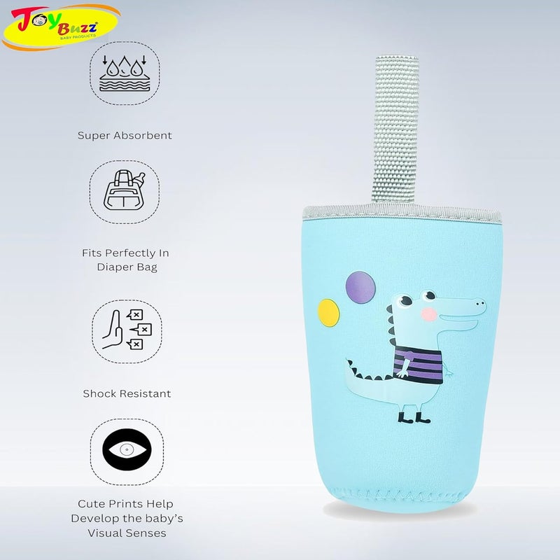 Joy Buzz Cute Animated Patterned Soft Stretchable Baby Feeding Bottle Cover with Easy to Hold Strap for 120ml, 150ml, 240ml (SkyBlue) - Image 4