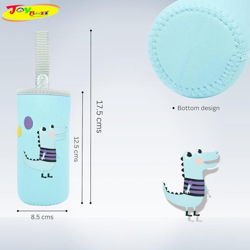 Joy Buzz Cute Animated Patterned Soft Stretchable Baby Feeding Bottle Cover with Easy to Hold Strap for 120ml, 150ml, 240ml (SkyBlue) - Image 3