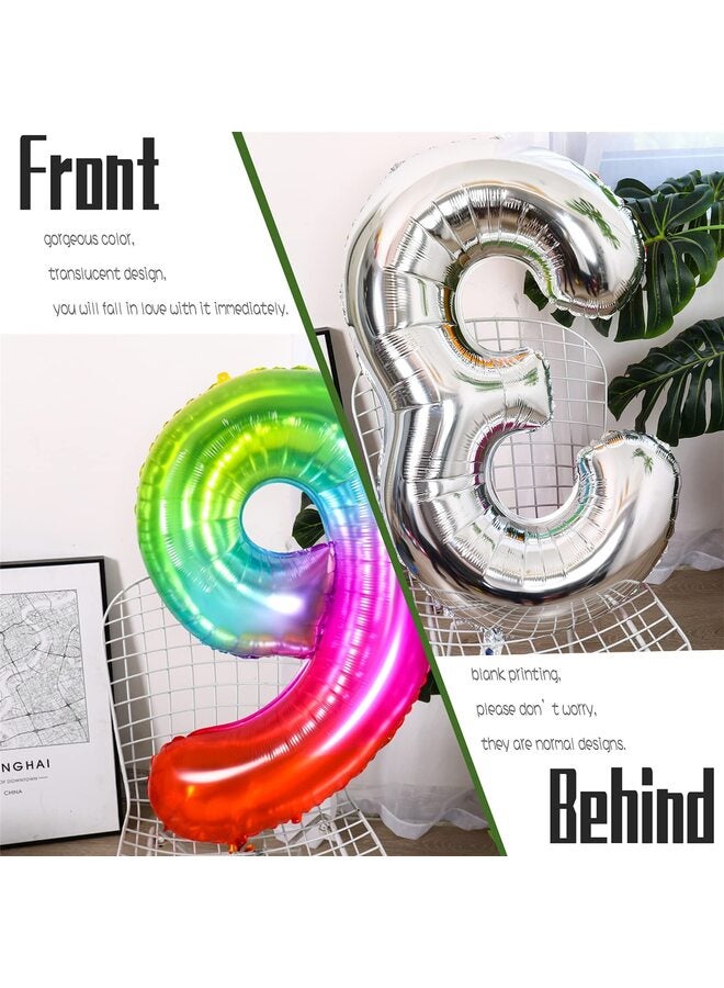 9 Number Balloon, 40 Inch Colored jelly Number Balloons for Birthday Decorations, Large Jumbo Foil Colorful Number Ballons for Anniversary or New Year Party Décor - Image 2