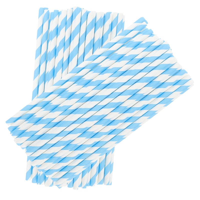 100 Disposable Paper Straws Striped Design For Party Drinks And Celebrations - Image 2