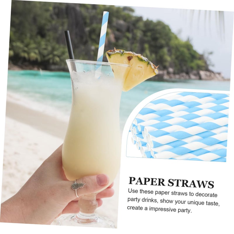100 Disposable Paper Straws Striped Design For Party Drinks And Celebrations - Image 5