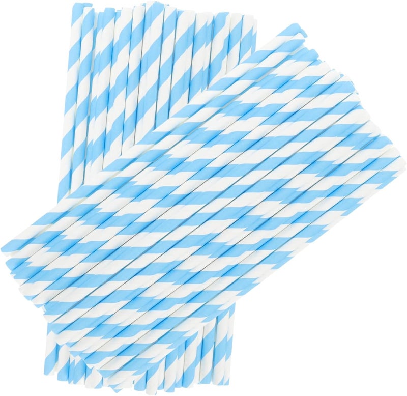 100 Disposable Paper Straws Striped Design For Party Drinks And Celebrations - Image 1