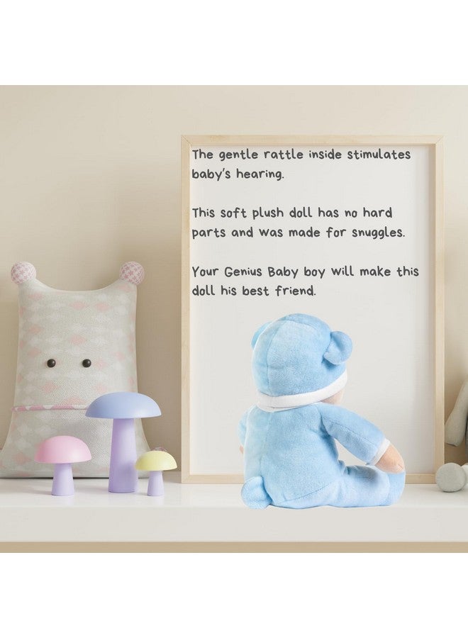 Genius Baby Toys Genius Baby Boy Doll - My First Boy Doll in Blue with Rattle, No Hard Parts, Made for Hugs and Cuddles, Unique Gift for Baby Showers and New Parents - Image 2